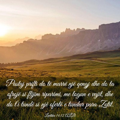 Picture 03 - Levitiku 14:12 ALB - Pastaj prifti do të marrë një qengj dhe do ta - Bible Verse Picture