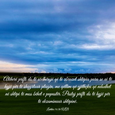 Picture 03 - Levitiku 14:36 ALB - Atëherë prifti do të urdhërojë që të - Bible Verse Picture