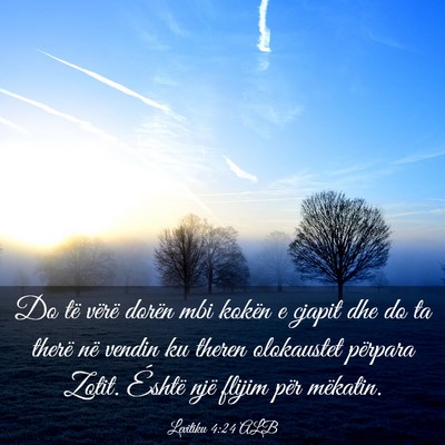 Picture 03 - Levitiku 4:24 ALB - Do të vërë dorën mbi kokën e cjapit dhe do - Bible Verse Picture