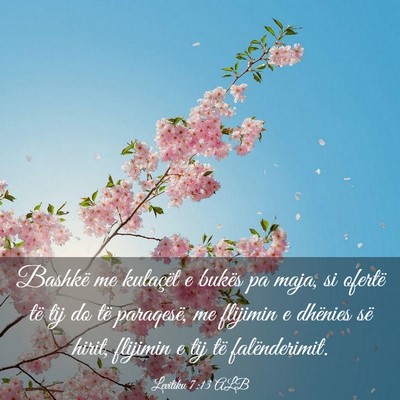 Picture 03 - Levitiku 7:13 ALB - Bashkë me kulaçët e bukës pa maja, si ofertë - Bible Verse Picture