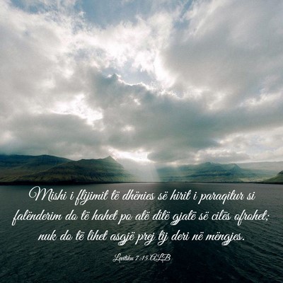 Picture 03 - Levitiku 7:15 ALB - Mishi i flijimit të dhënies së hirit i - Bible Verse Picture