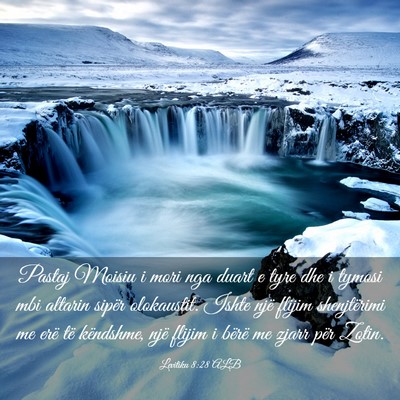 Picture 03 - Levitiku 8:28 ALB - Pastaj Moisiu i mori nga duart e tyre dhe i - Bible Verse Picture
