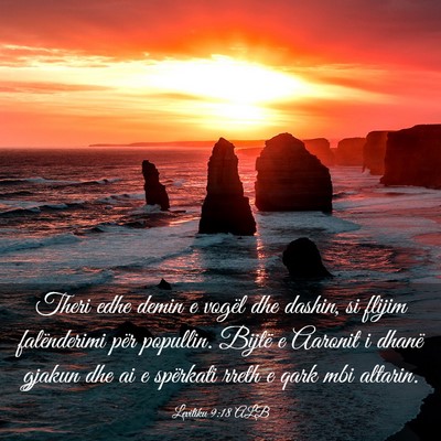 Picture 03 - Levitiku 9:18 ALB - Theri edhe demin e vogël dhe dashin, si flijim - Bible Verse Picture