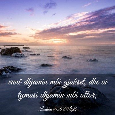 Picture 03 - Levitiku 9:20 ALB - vunë dhjamin mbi gjokset, dhe ai tymosi dhjamin - Bible Verse Picture