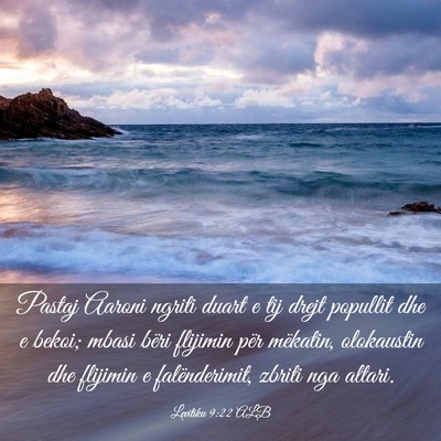 Picture 03 - Levitiku 9:22 ALB - Pastaj Aaroni ngriti duart e tij drejt popullit - Bible Verse Picture