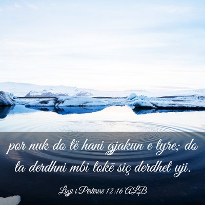 Picture 03 - Ligji i Përtërirë 12:16 ALB - por nuk do të hani gjakun e tyre; do ta derdhni - Bible Verse Picture