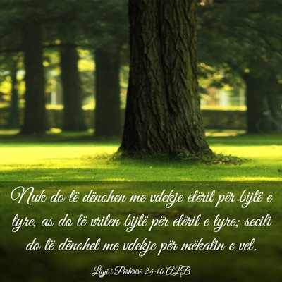 Picture 03 - Ligji i Përtërirë 24:16 ALB - Nuk do të dënohen me vdekje etërit për bijtë - Bible Verse Picture
