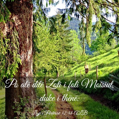 Picture 03 - Ligji i Përtërirë 32:48 ALB - Po atë ditë Zoti i foli Moisiut, duke i - Bible Verse Picture