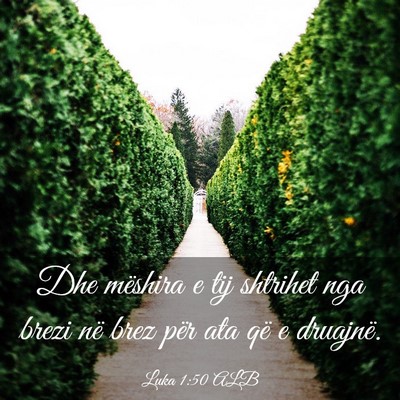 Picture 03 - Luka 1:50 ALB - Dhe mëshira e tij shtrihet nga brezi në brez - Bible Verse Picture