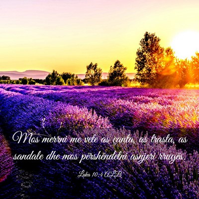 Picture 03 - Luka 10:4 ALB - Mos merrni me vete as çanta, as trasta, as - Bible Verse Picture