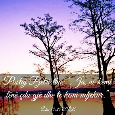 Picture 03 - Luka 18:28 ALB - Pastaj Pjetri tha: “Ja, ne kemi lënë çdo - Bible Verse Picture