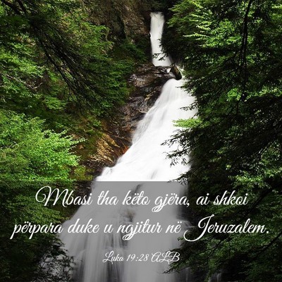 Picture 03 - Luka 19:28 ALB - Mbasi tha këto gjëra, ai shkoi përpara duke u - Bible Verse Picture