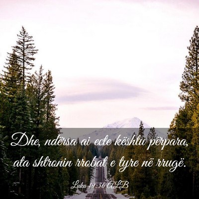 Picture 03 - Luka 19:36 ALB - Dhe, ndërsa ai ecte kështu përpara, ata - Bible Verse Picture