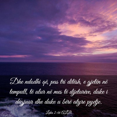 Picture 03 - Luka 2:46 ALB - Dhe ndodhi që, pas tri ditësh, e gjetën në - Bible Verse Picture