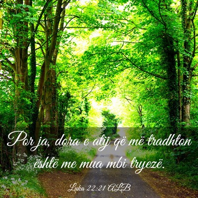 Picture 03 - Luka 22:21 ALB - Por ja, dora e atij që më tradhton është me - Bible Verse Picture