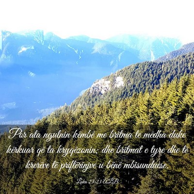 Picture 03 - Luka 23:23 ALB - Por ata ngulnin këmbë me britma te mëdha duke - Bible Verse Picture