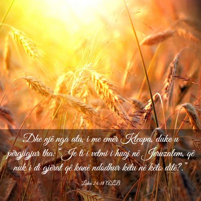 Picture 03 - Luka 24:18 ALB - Dhe një nga ata, i me emër Kleopa, duke u - Bible Verse Picture
