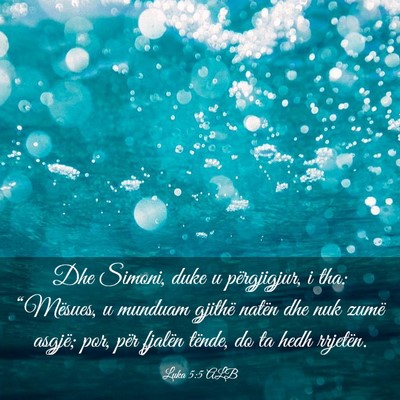 Picture 03 - Luka 5:5 ALB - Dhe Simoni, duke u përgjigjur, i tha: - Bible Verse Picture