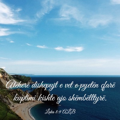 Picture 03 - Luka 8:9 ALB - Atëherë dishepujt e vet e pyetën çfarë - Bible Verse Picture