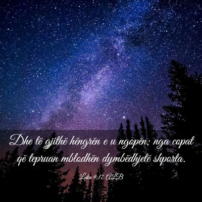 Picture 03 - Luka 9:17 ALB - Dhe të gjithë hëngrën e u ngopën; nga copat - Bible Verse Picture