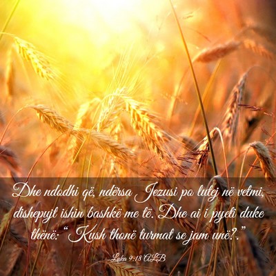 Picture 03 - Luka 9:18 ALB - Dhe ndodhi që, ndërsa Jezusi po lutej në - Bible Verse Picture
