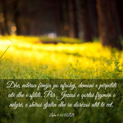 Picture 03 - Luka 9:42 ALB - Dhe, ndërsa fëmija po afrohej, demoni e - Bible Verse Picture