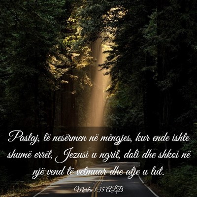 Picture 03 - Marku 1:35 ALB - Pastaj, të nesërmen në mëngjes, kur ende - Bible Verse Picture
