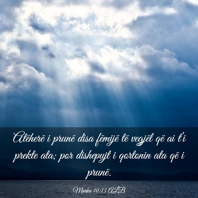Picture 03 - Marku 10:13 ALB - Atëherë i prunë disa fëmijë të vegjël që - Bible Verse Picture
