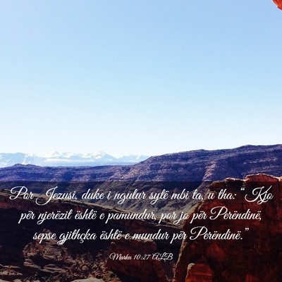 Picture 03 - Marku 10:27 ALB - Por Jezusi, duke i ngulur sytë mbi ta, u tha: - Bible Verse Picture