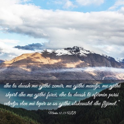 Picture 03 - Marku 12:33 ALB - dhe ta duash me gjithë zemër, me gjithë - Bible Verse Picture