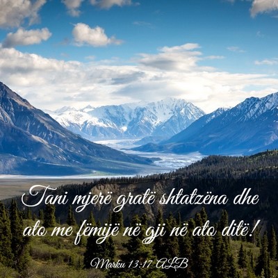 Picture 03 - Marku 13:17 ALB - Tani mjerë gratë shtatzëna dhe ato me fëmijë - Bible Verse Picture