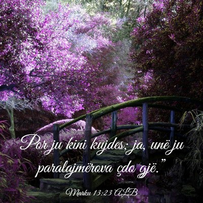Picture 03 - Marku 13:23 ALB - Por ju kini kujdes; ja, unë ju paralajmërova - Bible Verse Picture