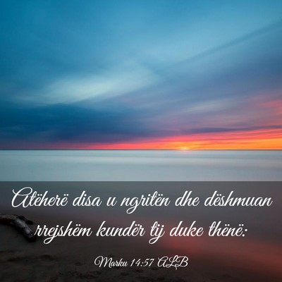 Picture 03 - Marku 14:57 ALB - Atëherë disa u ngritën dhe dëshmuan rrejshëm - Bible Verse Picture