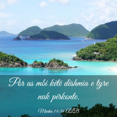 Picture 03 - Marku 14:59 ALB - Por as mbi këtë dëshmia e tyre nuk - Bible Verse Picture
