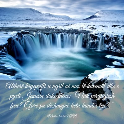 Picture 03 - Marku 14:60 ALB - Atëherë kryeprifti u ngrit në mes të kuvendit - Bible Verse Picture