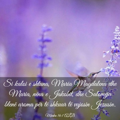Picture 03 - Marku 16:1 ALB - Si kaloi e shtuna, Maria Magdalena dhe Maria, - Bible Verse Picture