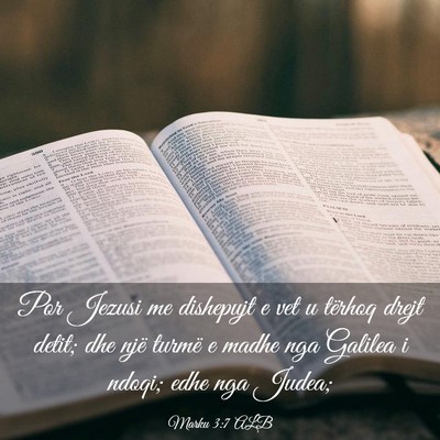 Picture 03 - Marku 3:7 ALB - Por Jezusi me dishepujt e vet u tërhoq drejt - Bible Verse Picture