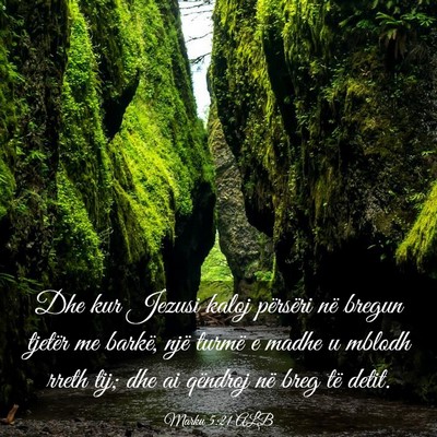 Picture 03 - Marku 5:21 ALB - Dhe kur Jezusi kaloj përsëri në bregun tjetër - Bible Verse Picture