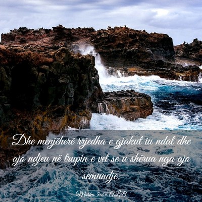 Picture 03 - Marku 5:29 ALB - Dhe menjëherë rrjedha e gjakut iu ndal dhe ajo - Bible Verse Picture