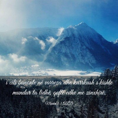 Picture 03 - Marku 5:3 ALB - i cili banonte në varreza dhe kurrkush - Bible Verse Picture