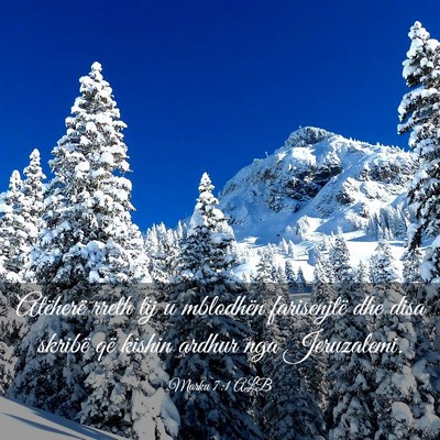 Picture 03 - Marku 7:1 ALB - Atëherë rreth tij u mblodhën farisenjtë dhe - Bible Verse Picture
