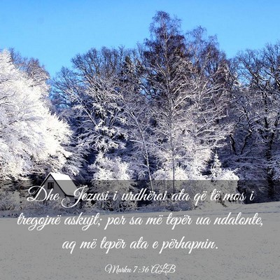 Picture 03 - Marku 7:36 ALB - Dhe Jezusi i urdhëroi ata që të mos i - Bible Verse Picture