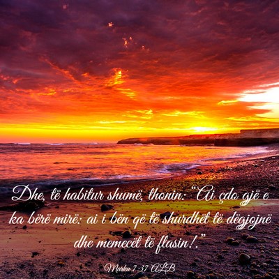 Picture 03 - Marku 7:37 ALB - Dhe, të habitur shumë, thonin: “Ai çdo gjë - Bible Verse Picture