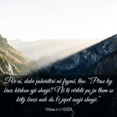 Picture 03 - Marku 8:12 ALB - Por ai, duke psherëtirë në frymë, tha: - Bible Verse Picture