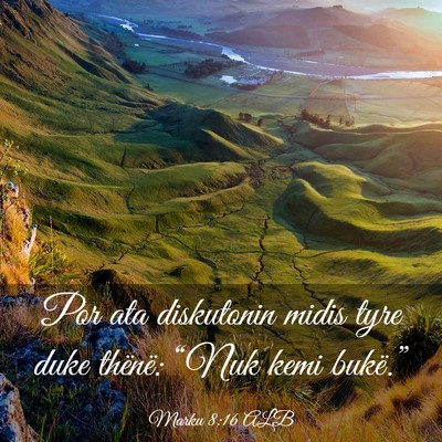 Picture 03 - Marku 8:16 ALB - Por ata diskutonin midis tyre duke thënë: - Bible Verse Picture