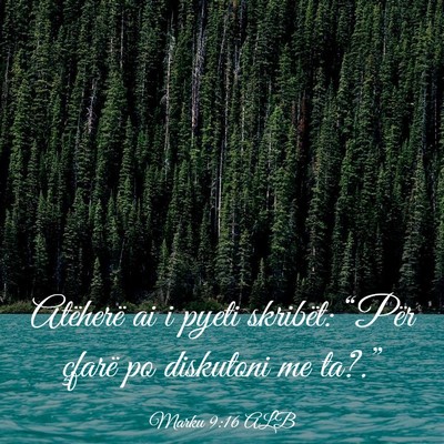 Picture 03 - Marku 9:16 ALB - Atëherë ai i pyeti skribët: “Për çfarë po - Bible Verse Picture