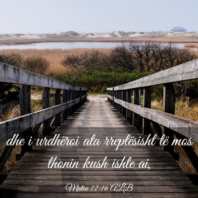 Picture 03 - Mateu 12:16 ALB - dhe i urdhëroi ata rreptësisht të mos thonin - Bible Verse Picture