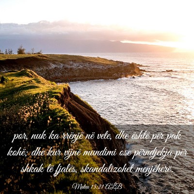 Picture 03 - Mateu 13:21 ALB - por, nuk ka rrënjë në vete, dhe është për - Bible Verse Picture