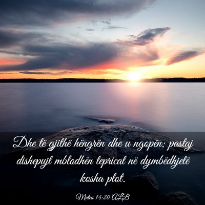 Picture 03 - Mateu 14:20 ALB - Dhe të gjithë hëngrën dhe u ngopën; pastaj - Bible Verse Picture
