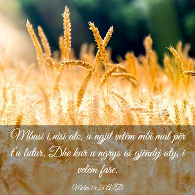Picture 03 - Mateu 14:23 ALB - Mbasi i nisi ato, u ngjit vetëm mbi mal për - Bible Verse Picture
